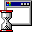 Hourglass over computer gui window icon